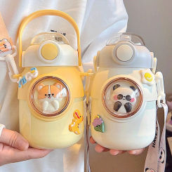 700ml Cute Thermal Water Bottle for Children Thermos Mug with Straw Stainless Steel Insulated Cup Drinkware KIds Insulated Cup