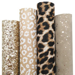 Gold Glitter Leather Sheets Leopard Printed Synthetic Leather Fabric Glitter Suede Faux Leather Fabric For Bow DIY 21x29CM Q1666
