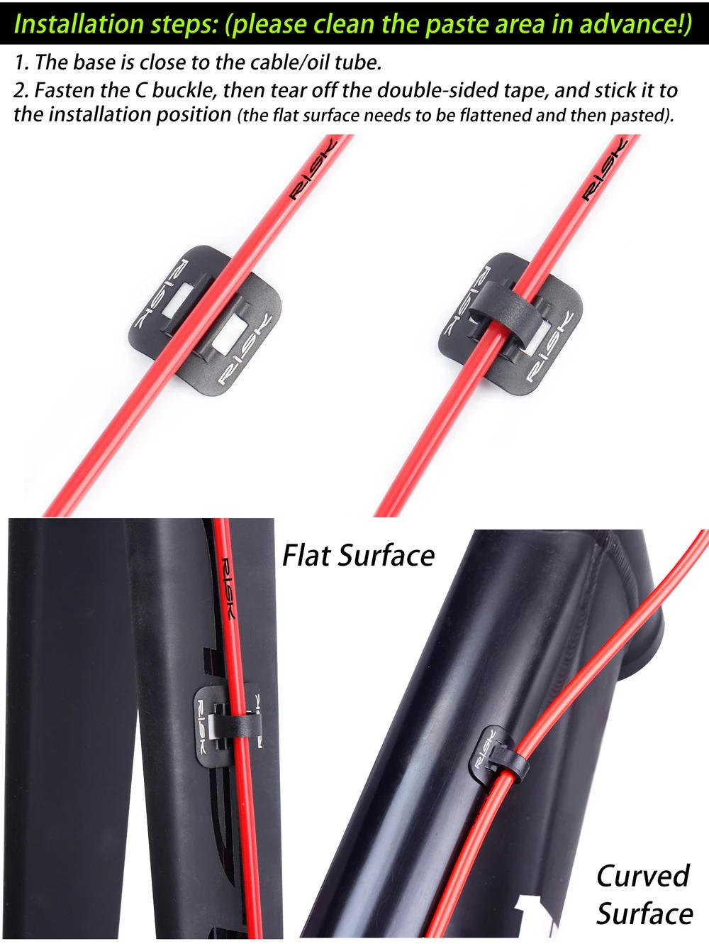 Description Picture 5 of itemMTB Bicycle Shifter Brake Cable Guide Seat Frame C Shape Tubing Fixing Clamp Aluminum Alloy Clip Adhesive Attached Frame Buckle