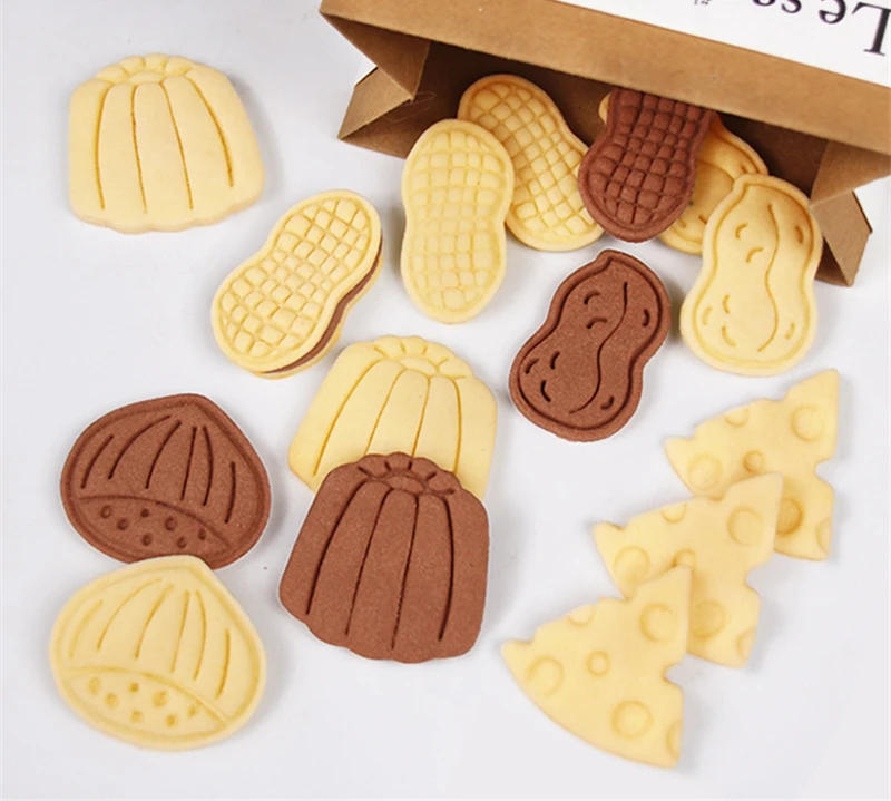 Description Picture 4 of itemCute Chestnut Canele Cheese Peanut Pattern Cookie Cutter Mold Plastic Biscuit Embossing Press Stamp Baking Cake Decorating Tool
