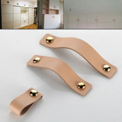 Modern Style PU Leather Handles Cupboard Wardrobe Dresser Drawer Pulls Kitchen Cabinet Knobs Suitcase Handle Furniture Hardware