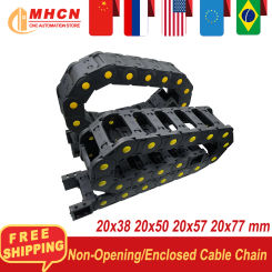 Nylon Cable Chain 20x38 20x50 20x57 20x77mm Non-Opening Enclosed Plastic Towline Transmission Slient Bridge Chain 1m for CNC