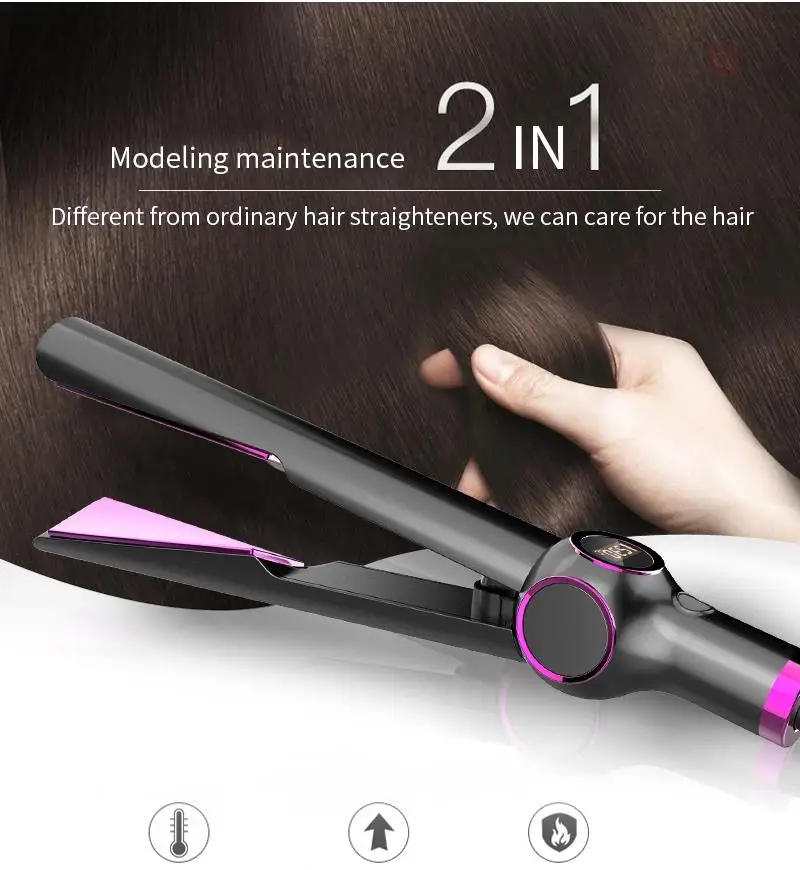 Description Picture 3 of itemHair Straightener Curler Digital Twisted Iron Automatic Professional 2 in 1 Straight Hair+curl Hair Electric Ceramic Coating LCD