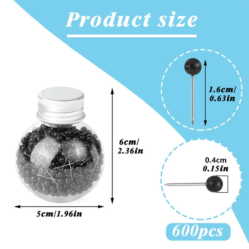 Description Picture 3 of itemIMZAY 600Pcs 0.63in Length Straight Sewing Pins for Fabric Small Sewing Pins with 4mm Ball Head for Decorating Dressmaking