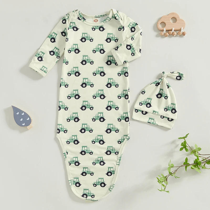 Description Picture 2 of itemBaby Sleeping Bag with Hat Newborn Tractor Print Infant Swaddle Sleeper for Boys Girls