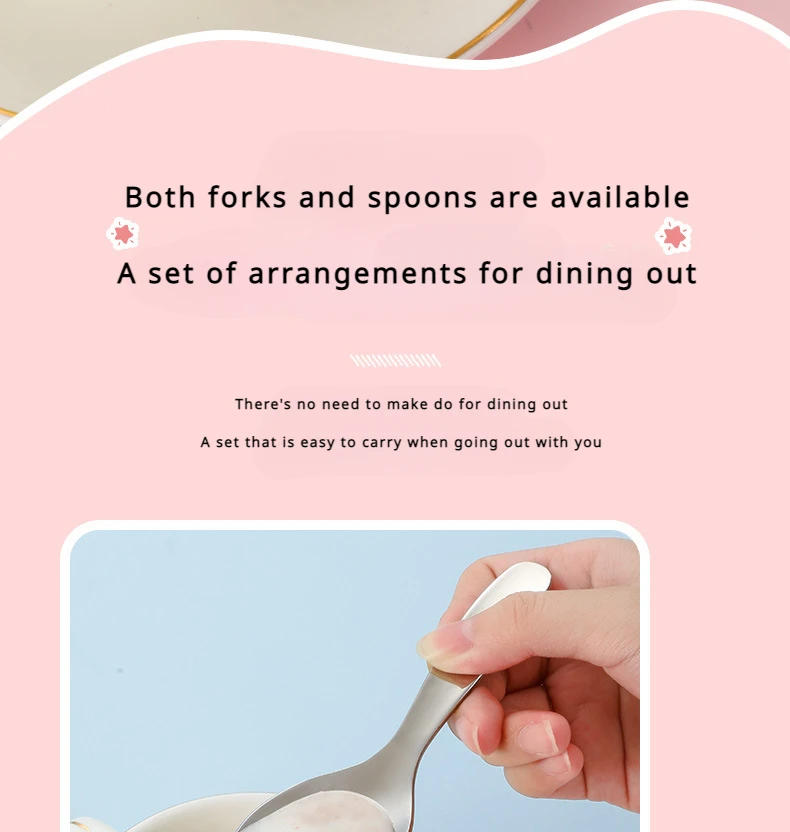 Description Picture 5 of item2 PCS 1 Set Portable Spoon Fork Tableware Outdoor Camping Stainless Steel Cutlery Set for Hiking Outdoor Camp Cooking Supplies