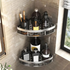 Bathroom Shelf Aluminum Alloy Shampoo Rack Makeup Storage Organizer Shower Shelf Bathroom Accessories No Drill Wall Corner Shelf