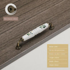 Green/Red Leaves Cabinet Pulls Dresser Kitchen Pull Knobs For Furniture1PCS Vintage Rural Ceramic Drawer Cupboard Door Handles