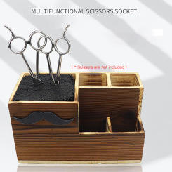Scissors Container Grooming Hair Cutting Box Brushes Salon Tool Case, Made of Wood Material