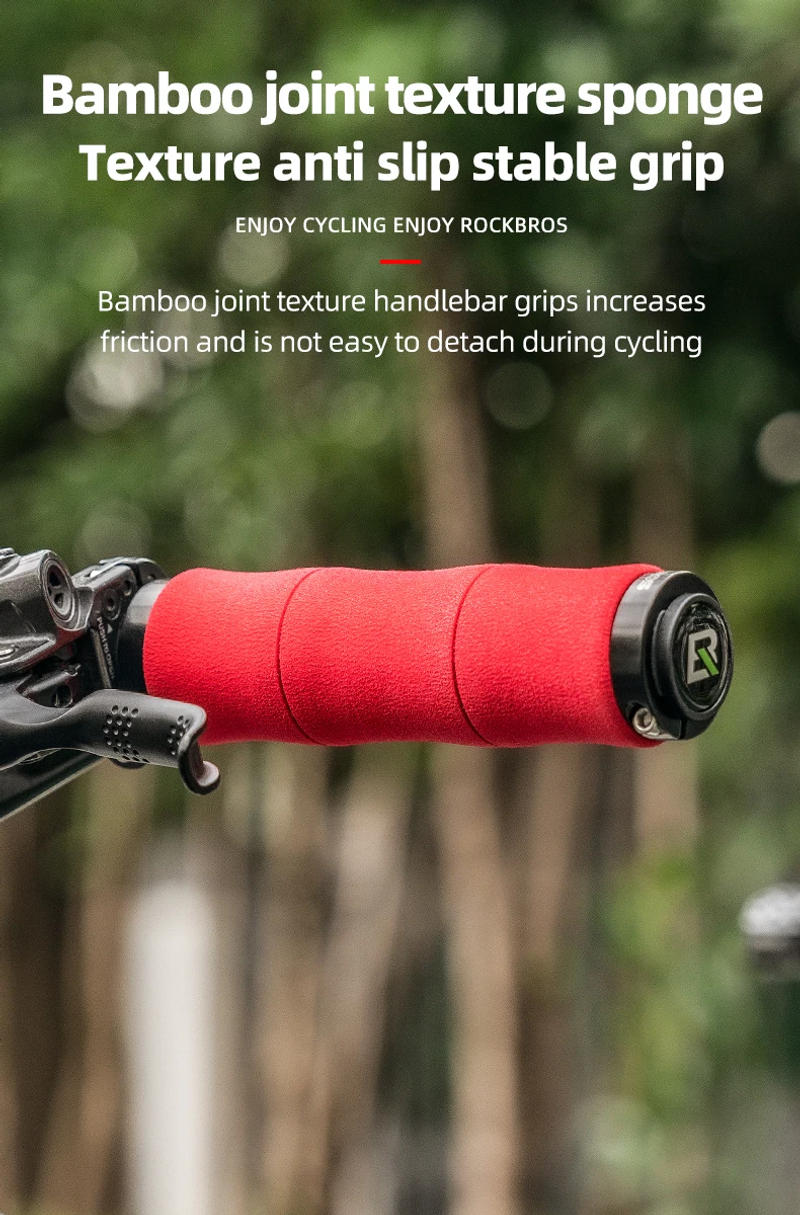 Description Picture 6 of itemROCKBROS Bamboo Joint Handlebar Grips EVA MTB Bike With Dust Plug Soft Ultralight Bicycle Handle Alloy Cycling Accessories