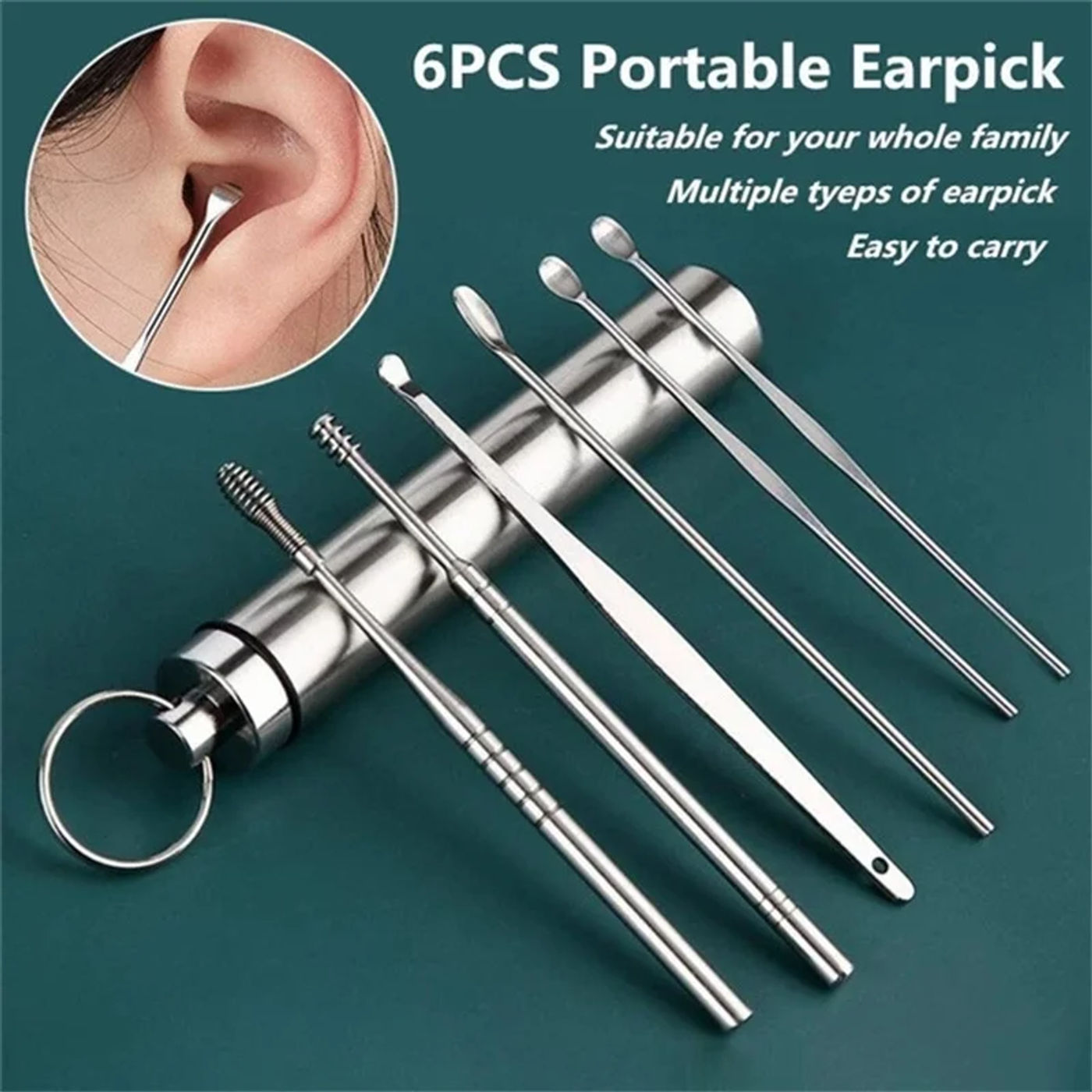 Description Picture 4 of itemEar Wax Remover Cleaning Kit Pickers Ear Pick Earwax Cleaner Curette Spoon Care Removal Tool for Baby Adults Ear Care Set 6-7Pcs