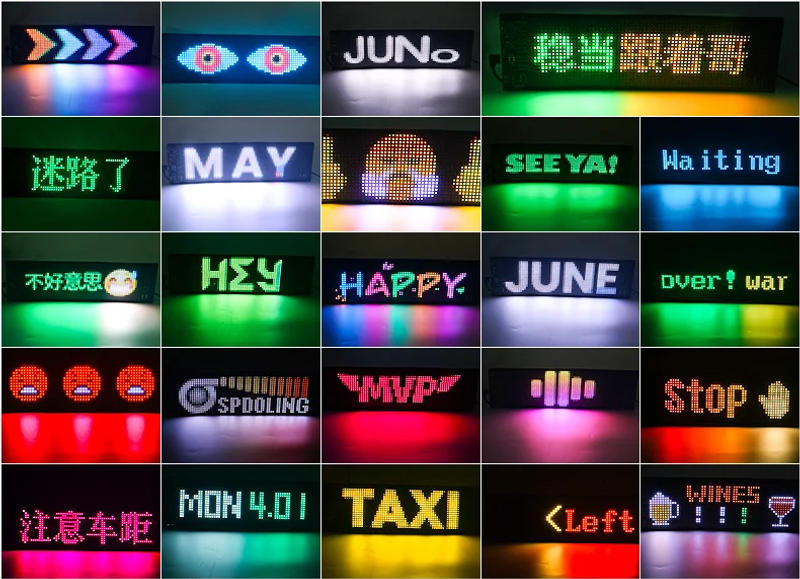 Description Picture 6 of itemUSB LED Matrix Pixel Panel With App Control 5V Flexible Scrolling Bright Advertising LED Signs RGB Pattern Car Animation Display