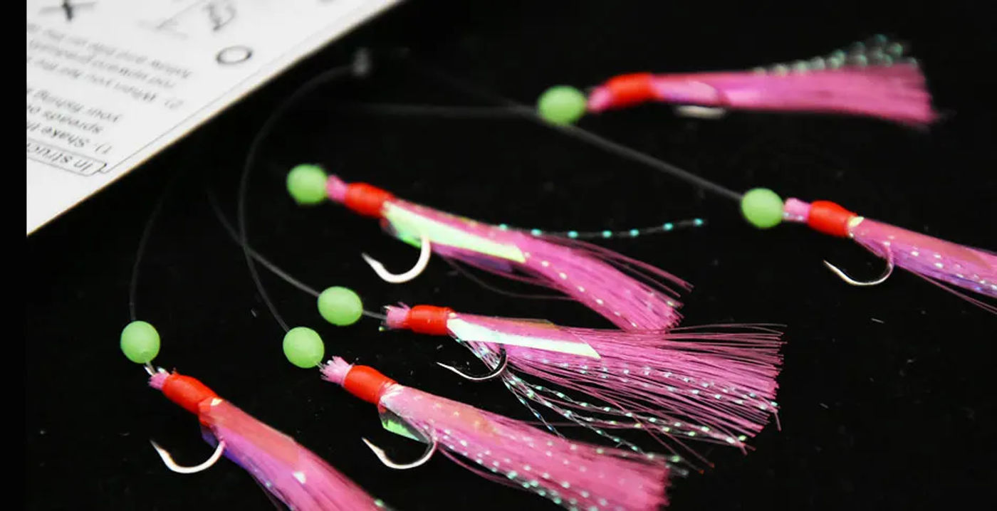 Description Picture 5 of itemMrlurion 3bags Fishing string hooks for Mackerel sea water fishing lure tackle ,sabiki rig hooks with Flasher skin