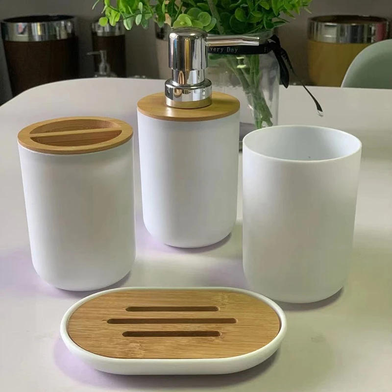 Description Picture 5 of itemBathroom Accessories Set Soap Dispenser Bottle Dish Washroom Toothbrush Holder Cup Suit