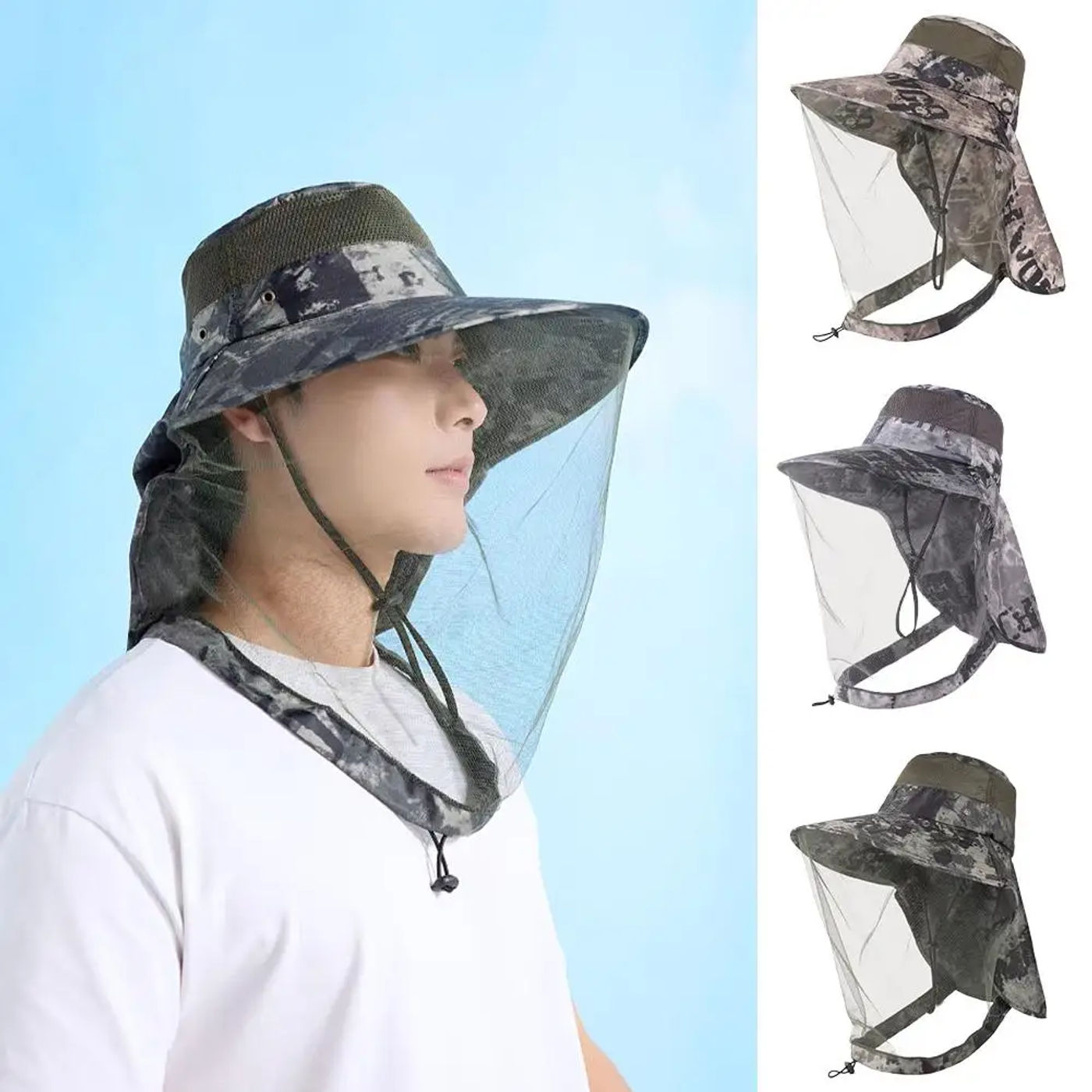 Description Picture 2 of itemAnti-mosquito Cover Mosquito Net Cap Travel Breathable Head Mesh Covers Fishing Caps Outdoor Head Face Mask Hat Net Cover