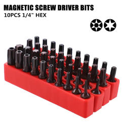 10Pcs/Lot 25mm Torx Screwdriver Bits With Hole Magnetic Set T20 T25 T6-T40 1/4 Inch Hex Shank Electric Screw Driver Star Bit Set