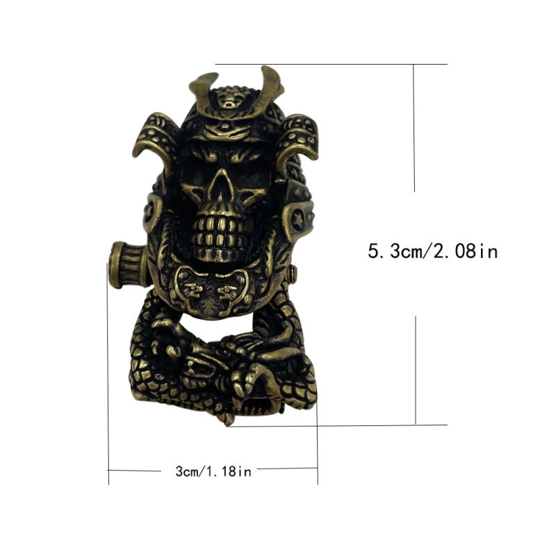 Description Picture 2 of item1 Set Brass Samurai Paracord Beads Armor Skull Adjustable DIY Pendant Buckle Paracord Lanyards Charms