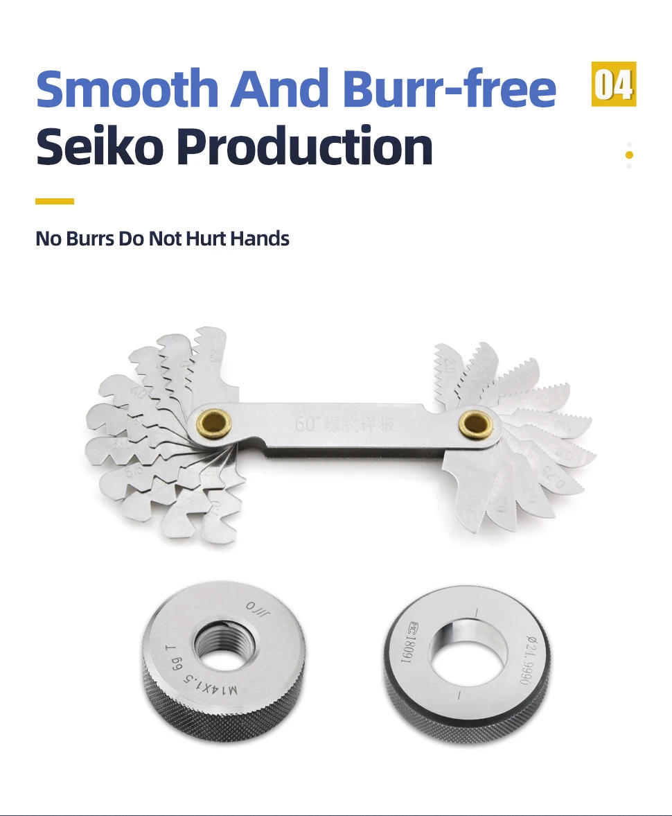 Description Picture 5 of item58PCS Thread Plug Gauge 55/60 Degree Metric Inch Gear Tooth Screw Pitch Gauges Measurement Steel Thread Gage Measuring Tools