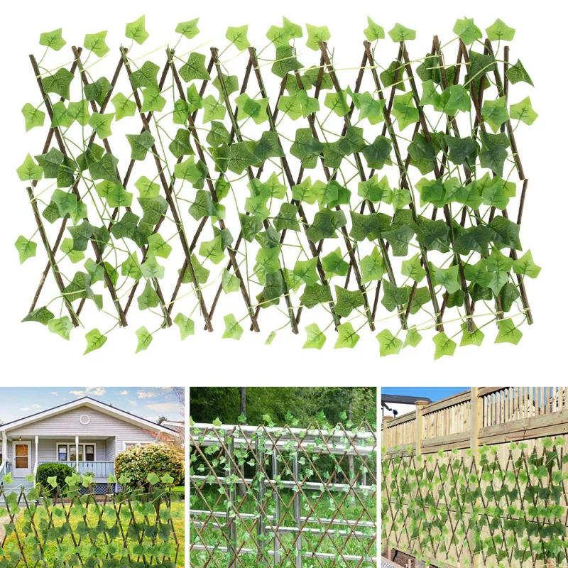 Description Picture 2 of itemNew Garden Screening Expanding Trellis Privacy Screen Hedge Artificial Faux Ivy Leaves Wooden Fence for Garden Buildings