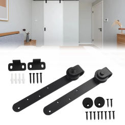 Mini Sliding Barn Door Hardware Kits I Shape Hanger For Cabinet Doors Rail Set Smooth Silent T Shaped Floor With Long Door Screw