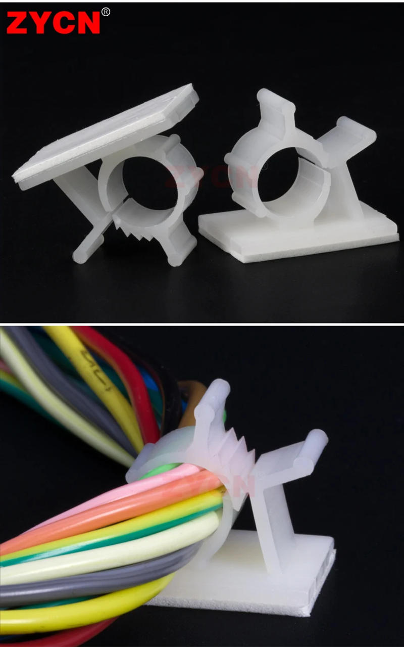 Description Picture 3 of item10pcs Cable Organizer Clips Adjustable Ties Mounts Self-Adhesive Wire Clamp Holder Cord Management For Car PC TV Charging Winder