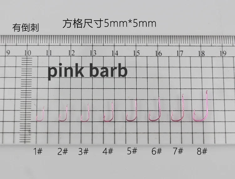 Description Picture 4 of item50pcs Fishing Hook 1#-8# Barbed Nobarb Fishhook Tiny Blue Green Pink Fishhook Uncircle No Ring Carp Hooks Tackle Flat Body pesca