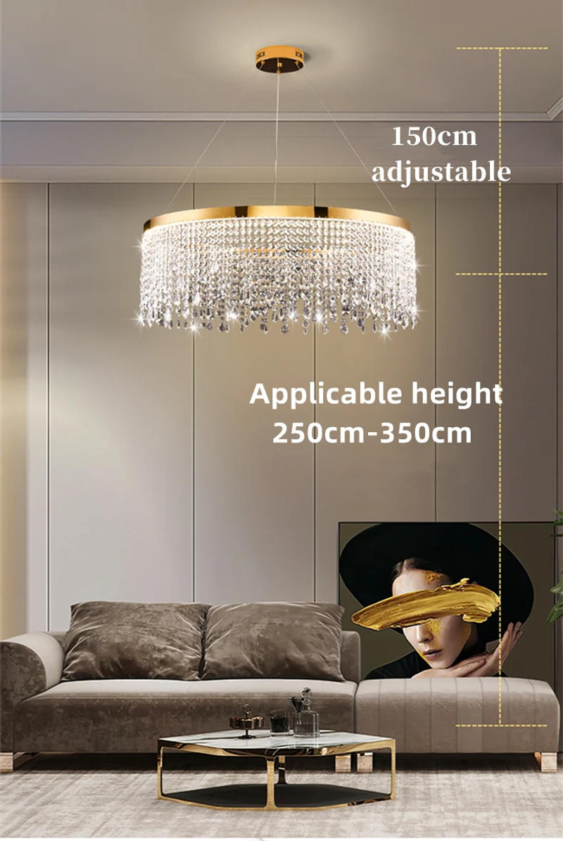 Description Picture 6 of itemModern Living Room Luxury Chandelier Nordic Crystal Ceiling Pendant Lights Home Decor Dining Room Kitchen Light Led Fixture Gold
