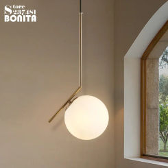 Pendant Lamps Modern Northern Europe Simple Brass Glass Hanging Lighting for Bedroom Ball Italian Round Droplight Iron