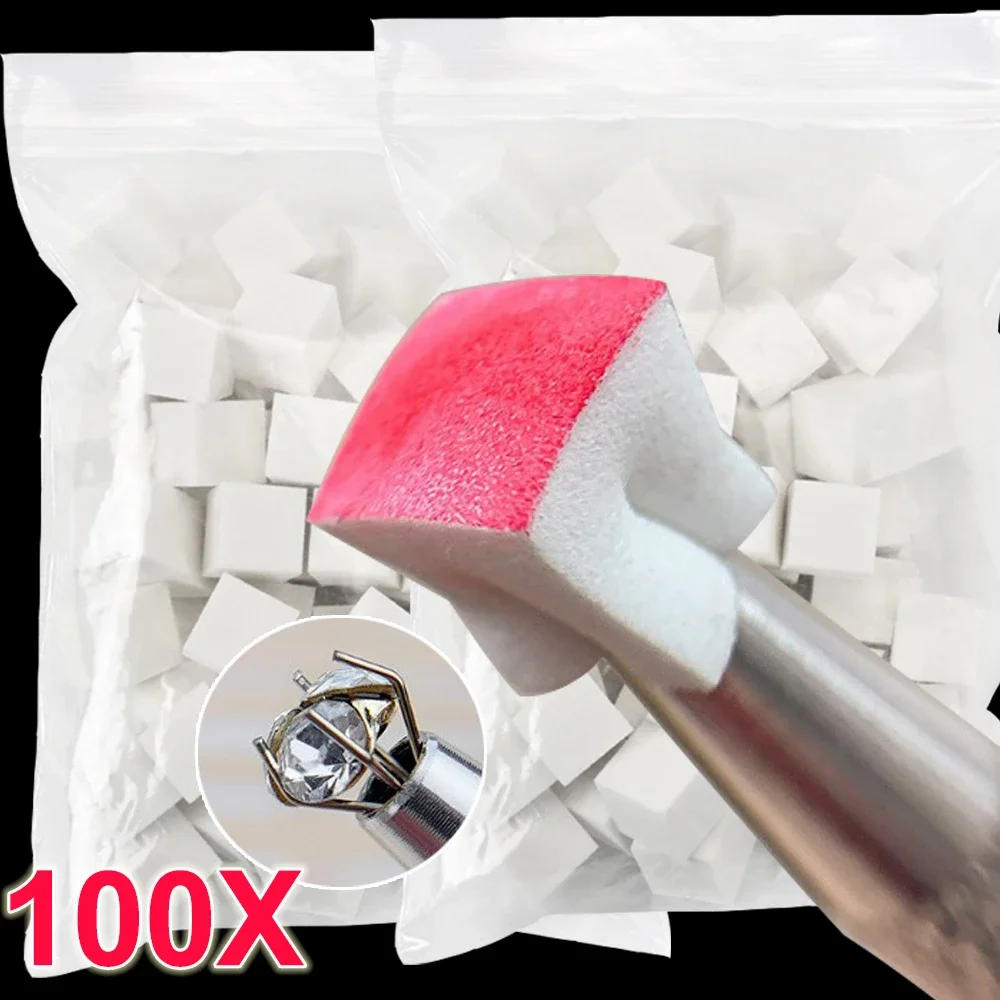 Description Picture 3 of item100PCS Mini Nail Art Sponge with Grasping Pen Gel Polish Color Gradient Brush DIY Glitter Powder Dotting Pen for Manicure Tools