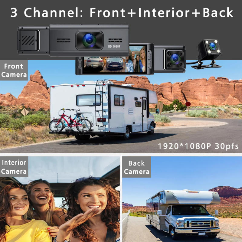 Description Picture 4 of itemWifi 3 Lens Car DVR 1080P Dash Camera Three Channel Dashcam Vehicle Video Dash Cam Drive Recorder Interior Mini Dvrs Black Box