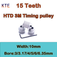 15 Teeth HTD 3M Timing Pulley Belt Pulley Bore 3/3.17/4/5/6/6.35mm 15T CNC Gear Belt Width 10mm 15 Tooth HTD3M Synchronous Wheel