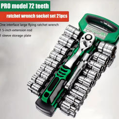 Drive Socket Set 1/4"-3/8"-1/2",CR-V Metric and Imperial Sockets with Quick-Release Ratchet Wrench,pro model 72 teeth, Sockets