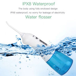 Portable Dental Water Flosser USB Rechargeable 3 Modes Teeth Cleaner 2 Jet Tips Teeth Pick Mouth Washing Machine 1400mAh Battery