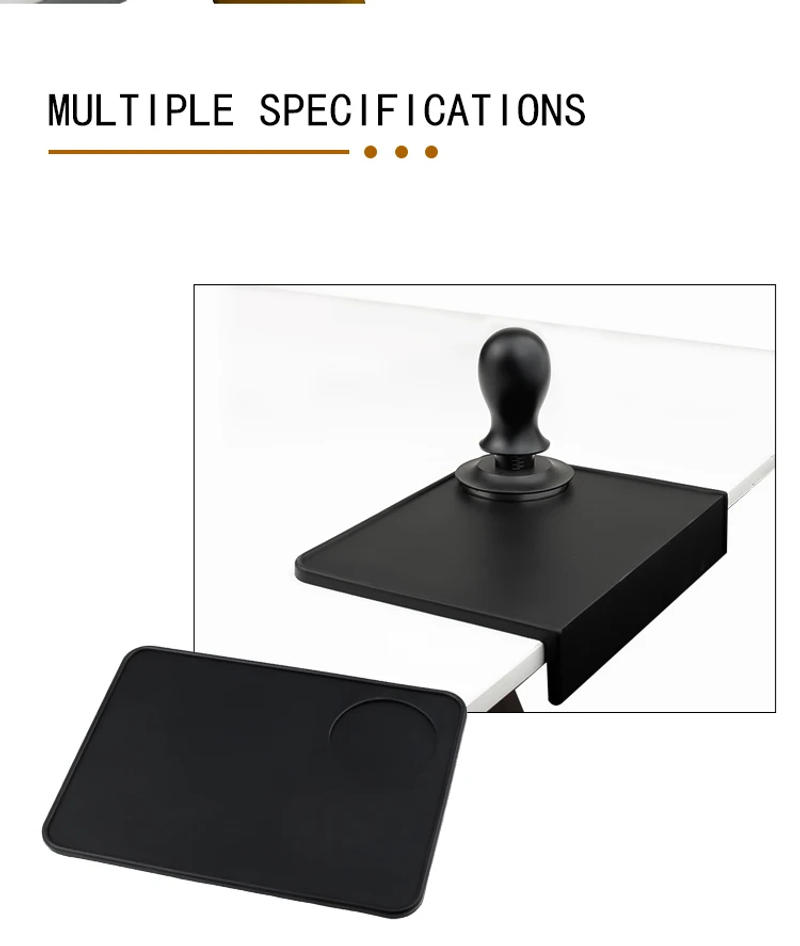 Description Picture 3 of itemAnti-skid Coffee Tamper Mat Food Grade Silicone Pad Espresso Coffee Tamping Corner Black Thicken Mat