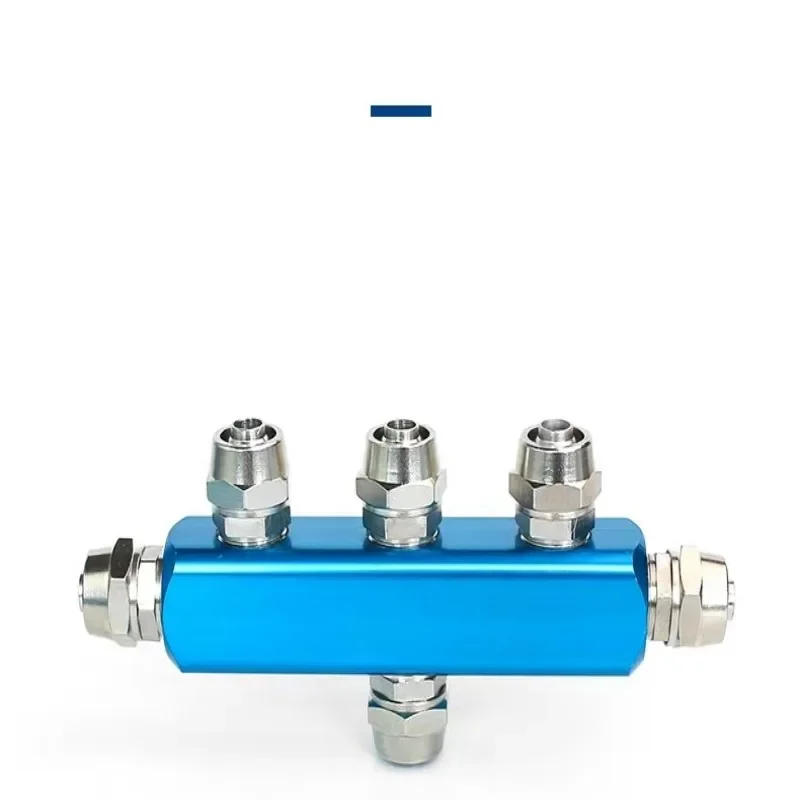 Description Picture 6 of itemAir Manifold Distributor 1/4" PT Thread Port 2 3 4 5 6 7 8 9 Way Pneumatic Quick Plug In Connector Hose Aluminum Block Splitter