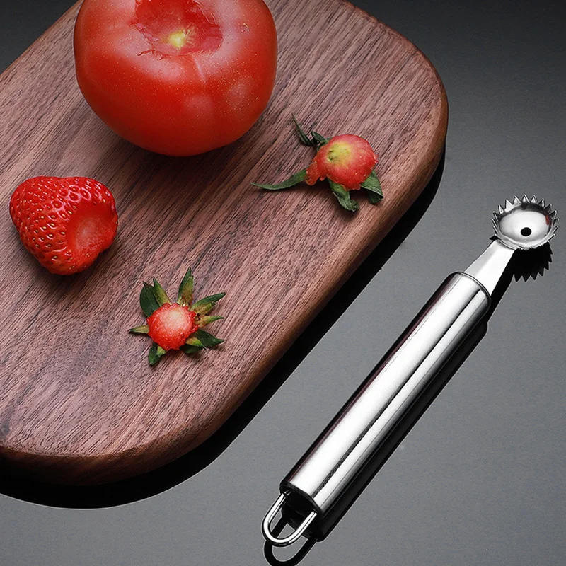 Description Picture 3 of itemStainless Steel Strawberry Huller Fruit Leaf Knife Stem Remover Strawberry Pineapple Tomato Corer Slicer Cutter Kitchen Items