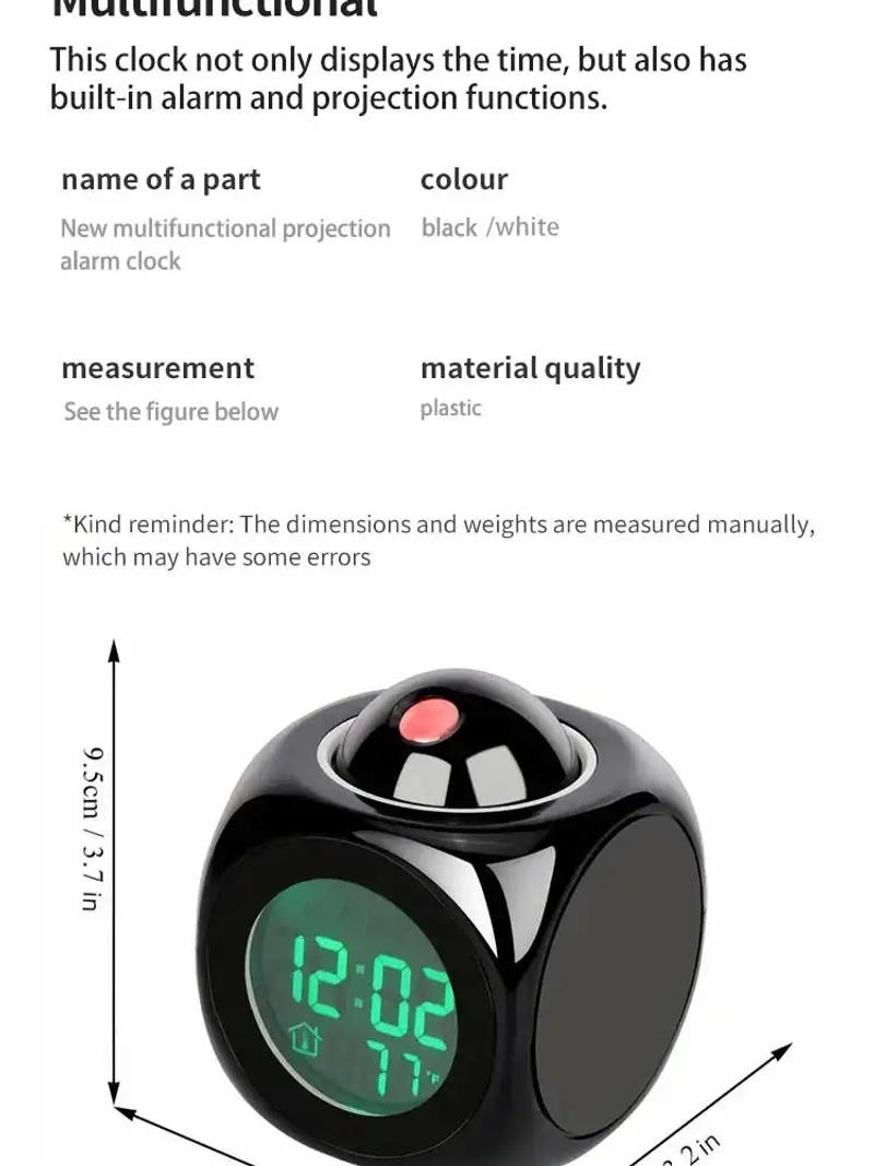 Description Picture 4 of itemMulti-function Projection Chime Clock LED Light Projection Alarm Clock Voice Chime Clock Digital Projection Clock