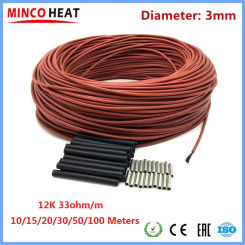 MINCO HEAT 10/20/50/100 Meters Infrared Warm Floor Cable 12K 33ohm/m Coil 3mm±0.2 Electric Carbon Heating Wires