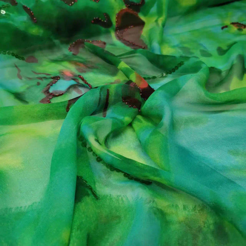 Description Picture 2 of itemOmbre Embroidery Sequin Fabric Bling Saree Georgette Pure Silk Mulberry Dress Sudan Toub Sewing Material