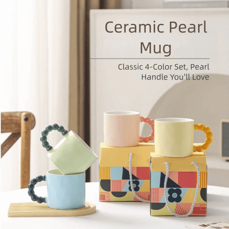 Description Picture 3 of itemMacaron Color-Blocking Ceramic Water Cup High Appearance Level Creative Design Ceramic Cup Practical Use Simple Matte Milk Cup