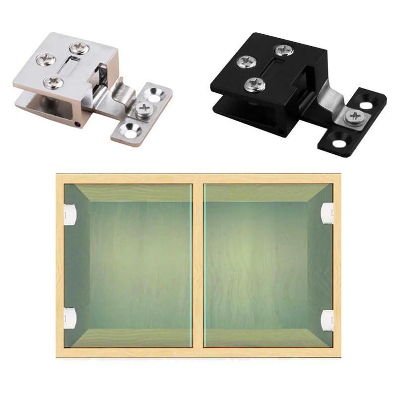 Description Picture 3 of itemGlass Door Hinge Cupboard Display Cabinet Gate Clamp Punch-Wine Cabinet Glass Hinges Furniture-Hardware Accessories