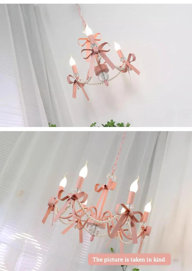 Description Picture 4 of itemPink Lovely Children's Room Chandeliers Crystal Cute Kid's Bedroom Pendant Lights Living Room Bedroom Hanging Lamps