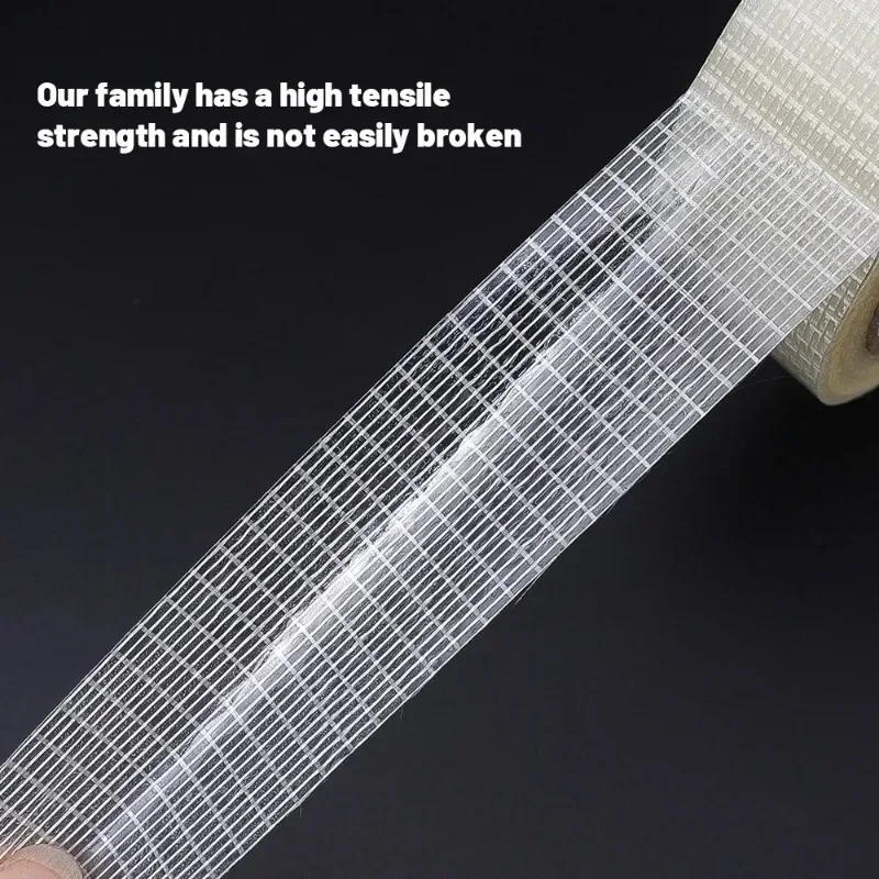Description Picture 6 of item20 Meters Glass Fiber Adhesive Mesh Tape Transparent Waterproof Grid Tapes High Viscosity Reinforced Strapping Packing Seal Tape