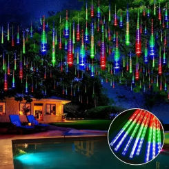 1/2/3/4pcs Street Decoration Garland Christmas Light US/EU Plug  Meteor Shower Fairy Lights Outdoor Lighting String Fairy Light