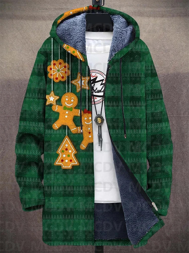 Description Picture 4 of itemMen's Christmas Gradient Snowflakes Fashion Plush Thick Long-Sleeved Sweater Coat Cardigan