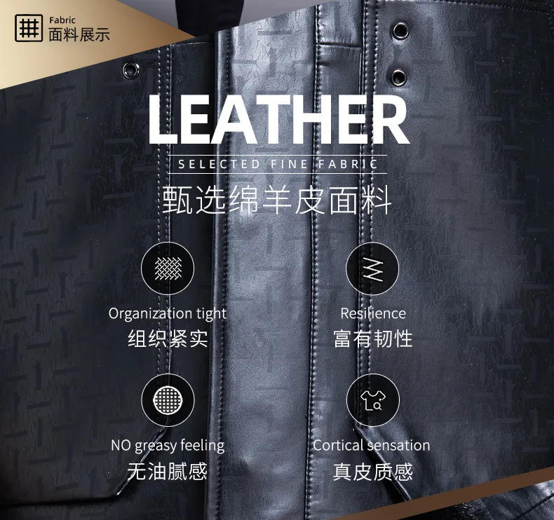 Description Picture 5 of itemGenuine Leather Coat Men's Mid Long Fox Fur Collar Lamb Fur Coats Male Fur Parkas Men Winter Clothing Chaquetas Para Hombre FCY