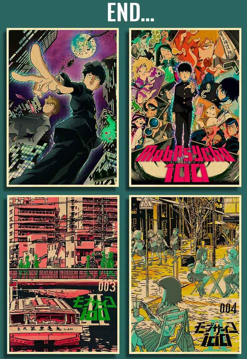 Description Picture 5 of itemJapan Anime Posters Mob Psycho 100 Poster Wall Vintage Kraft Paper Home Living Room Wall Stickers Art Painting No Frame