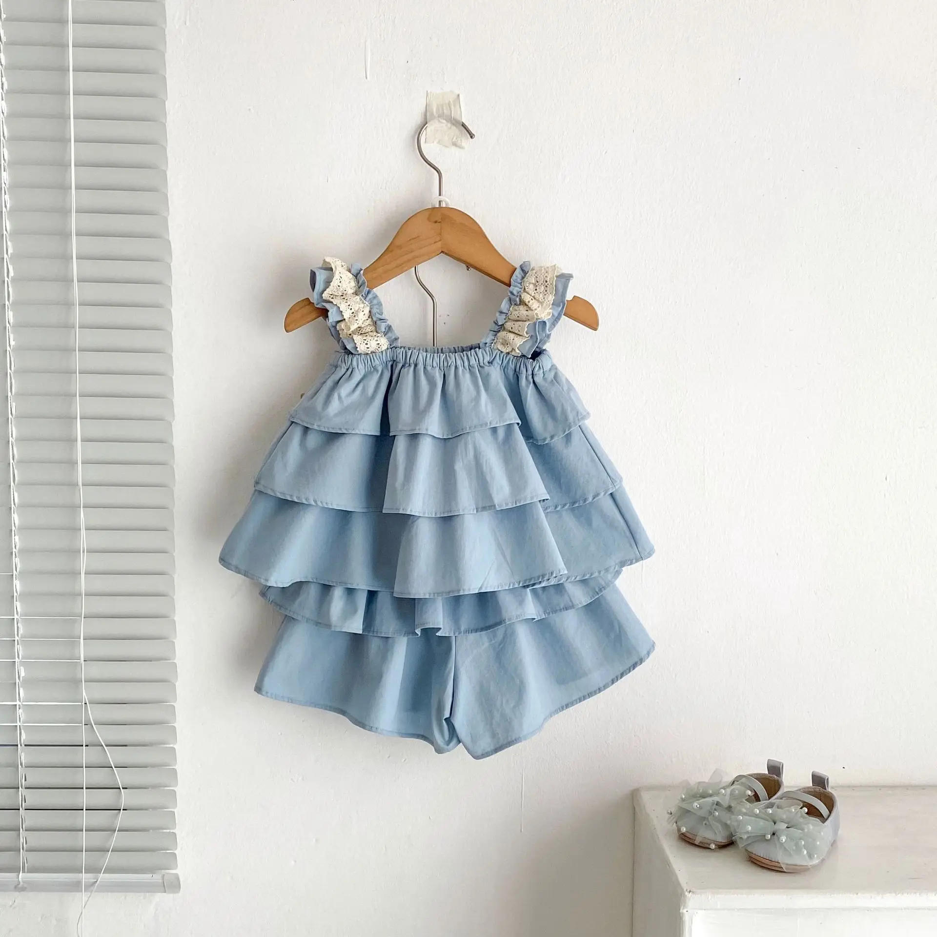 Description Picture 4 of itemSummer New Fashionable Baby Girl Set, Baby Clothes, Casual Children's Clothing, Vest, Cake Suspender Two-piece Set