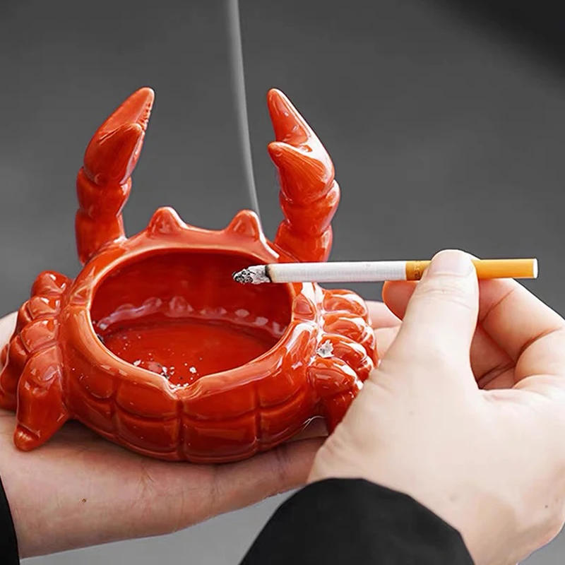 Description Picture 3 of itemCute Crab Ashtray With Lid Anti Fly Ash Ceramic Cigar Ashtray Ornaments Living Room Home Decoration Art Gift