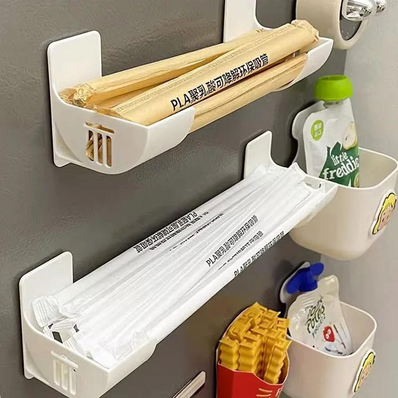 Description Picture 2 of item4/2PCS Trash Bags Holder Wall Mounted Garbage Bag Storage Rack Punch Free Plastic Bag Organizer Kitchen Bathroom Storage Shelf